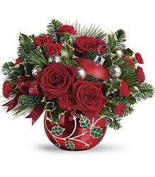 Deck The Holly Ornament Bouquet Cottage Florist Lakeland Fl 33813 Premium Flowers lakeland